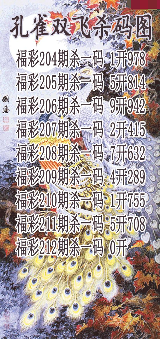 孔雀双飞杀码