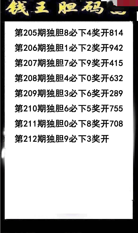 钱王胆码