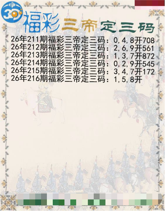 福彩三帝定三码