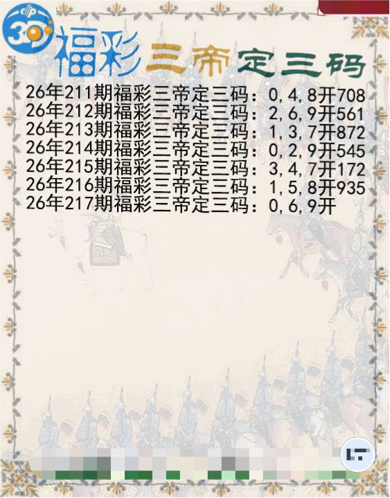 福彩三帝定三码
