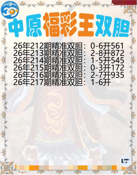 中原福彩王双胆