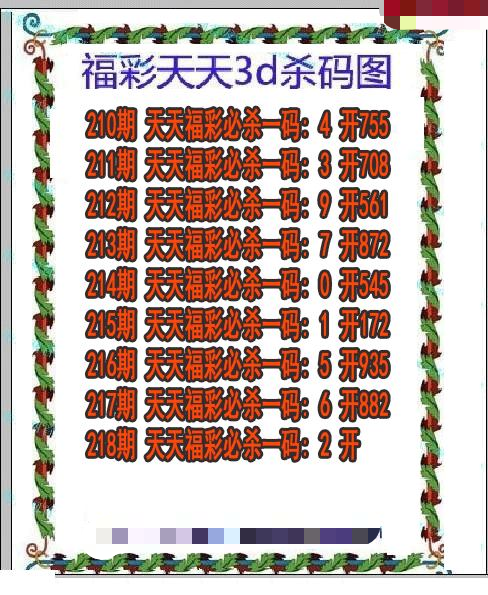福彩天天杀码