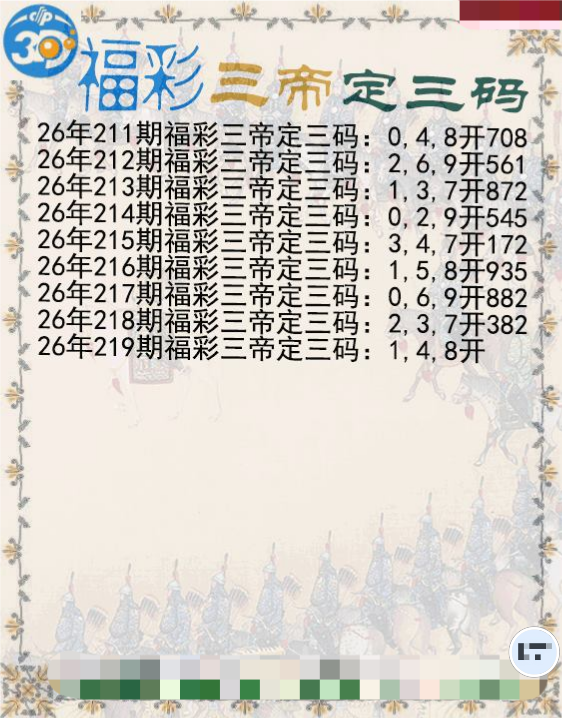福彩三帝定三码
