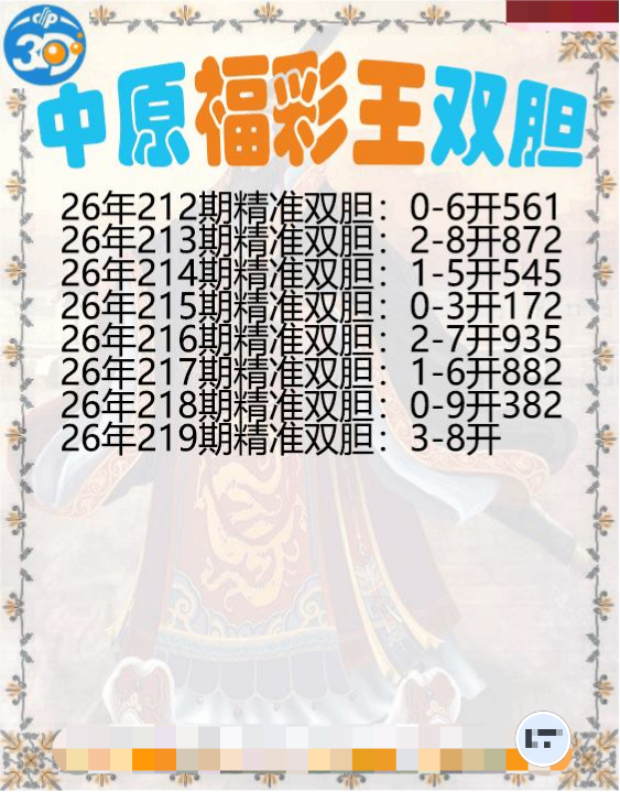 中原福彩王双胆