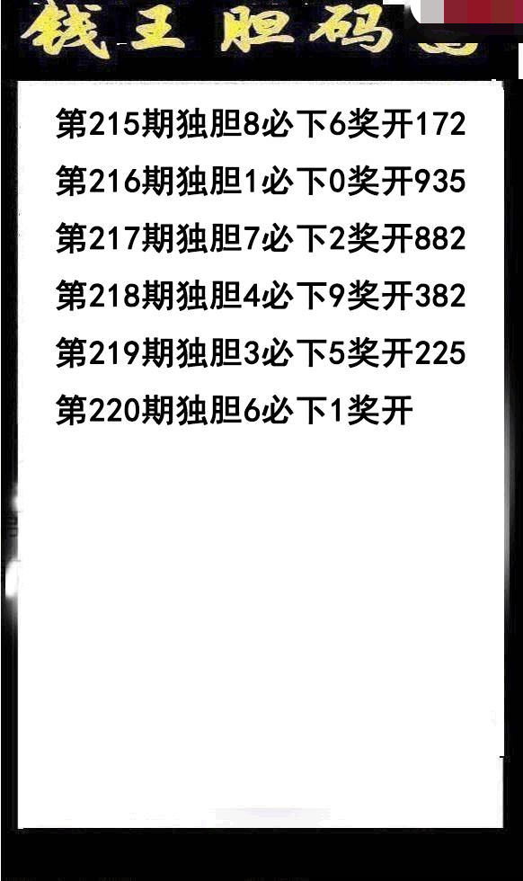 钱王胆码