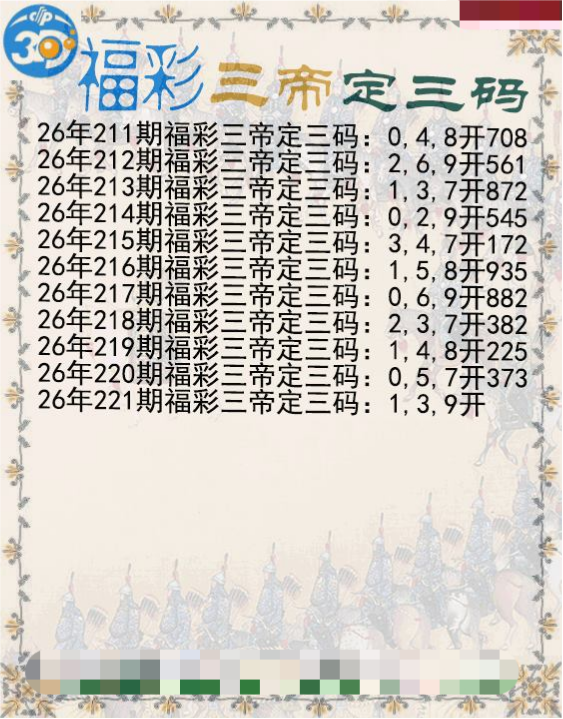 福彩三帝定三码