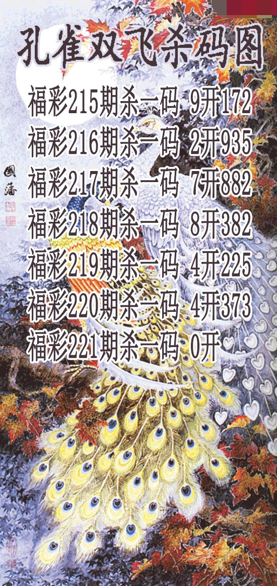 孔雀双飞杀码