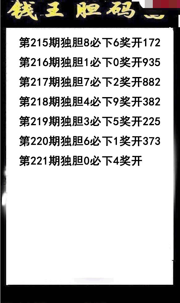 钱王胆码