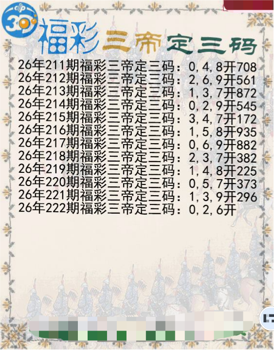 福彩三帝定三码