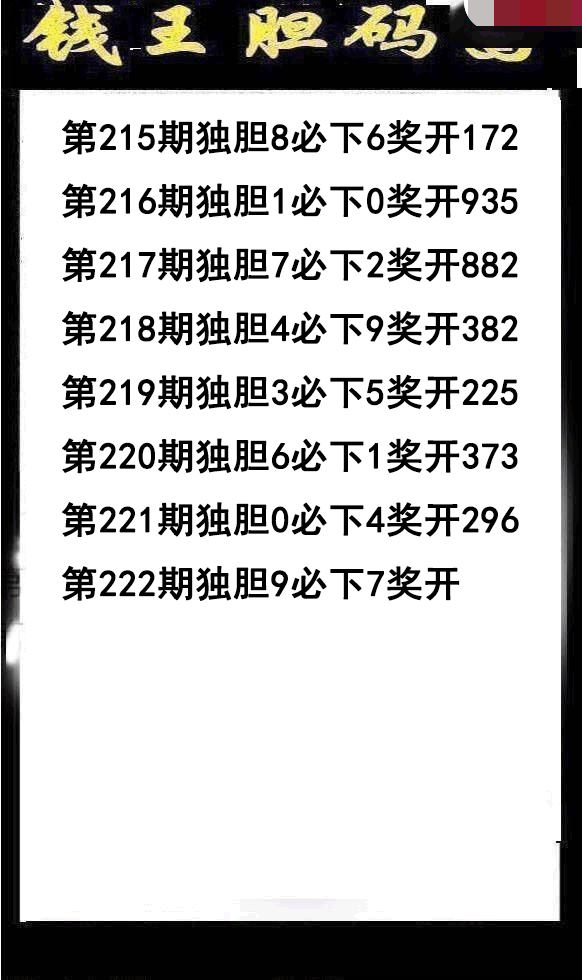 钱王胆码