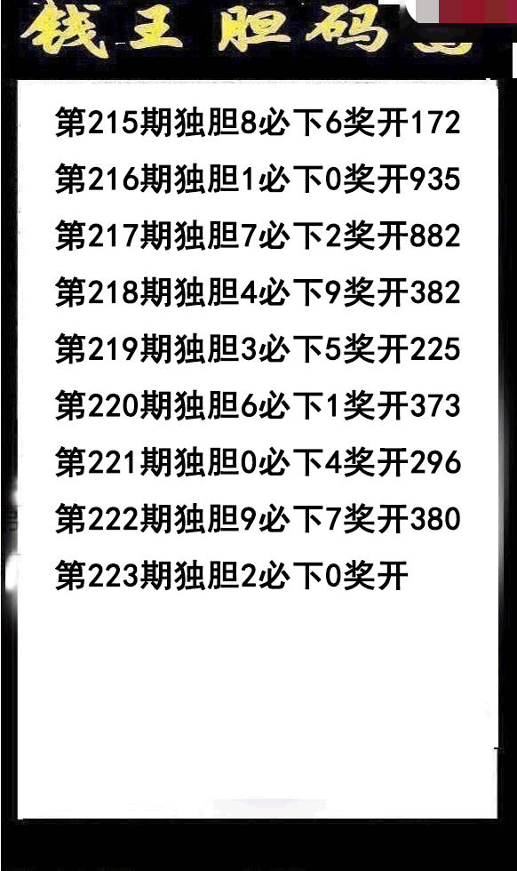 钱王胆码