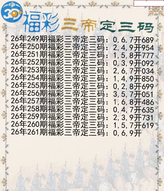 福彩三帝定三码