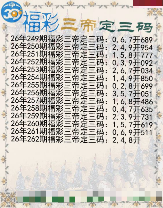 福彩三帝定三码