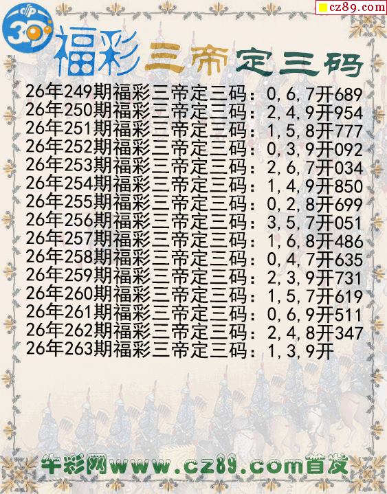 福彩三帝定三码