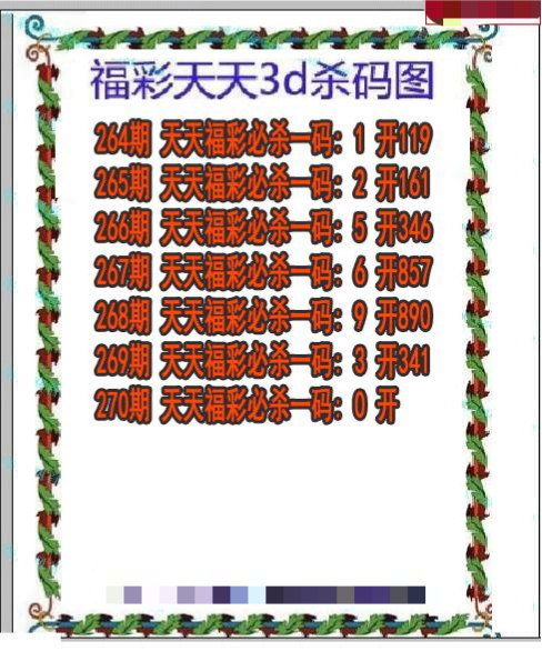 福彩天天杀码