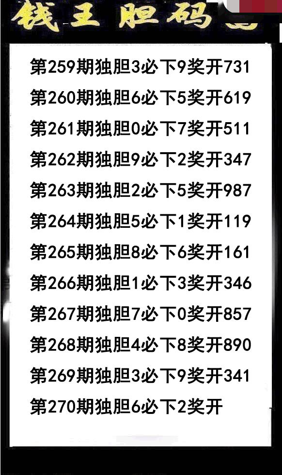 钱王胆码