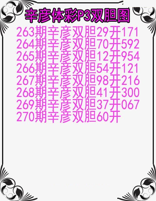 辛彦体彩双胆图
