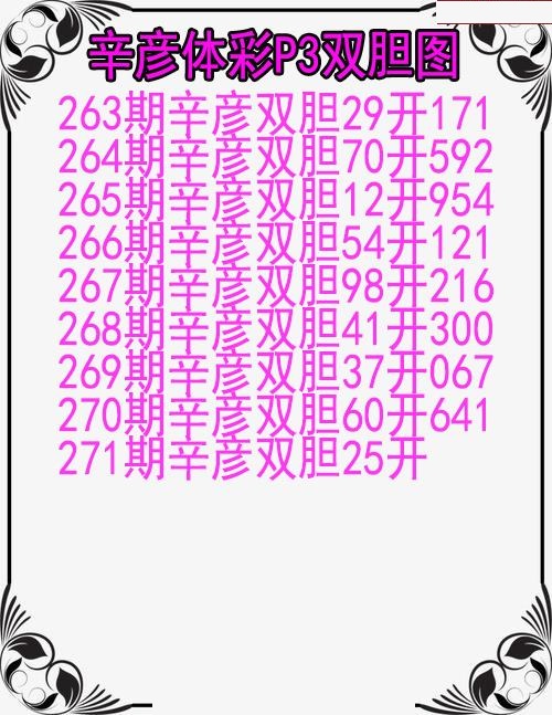 辛彦体彩双胆图