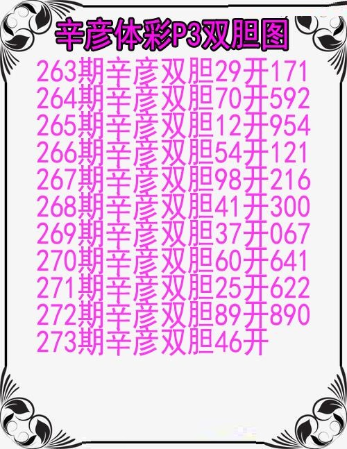辛彦体彩双胆图