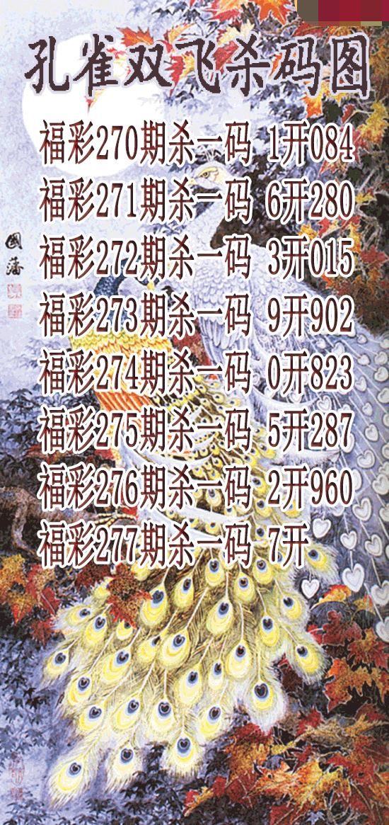 孔雀双飞杀码