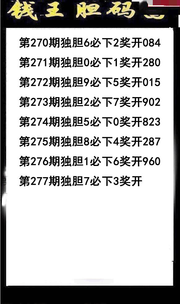 钱王胆码