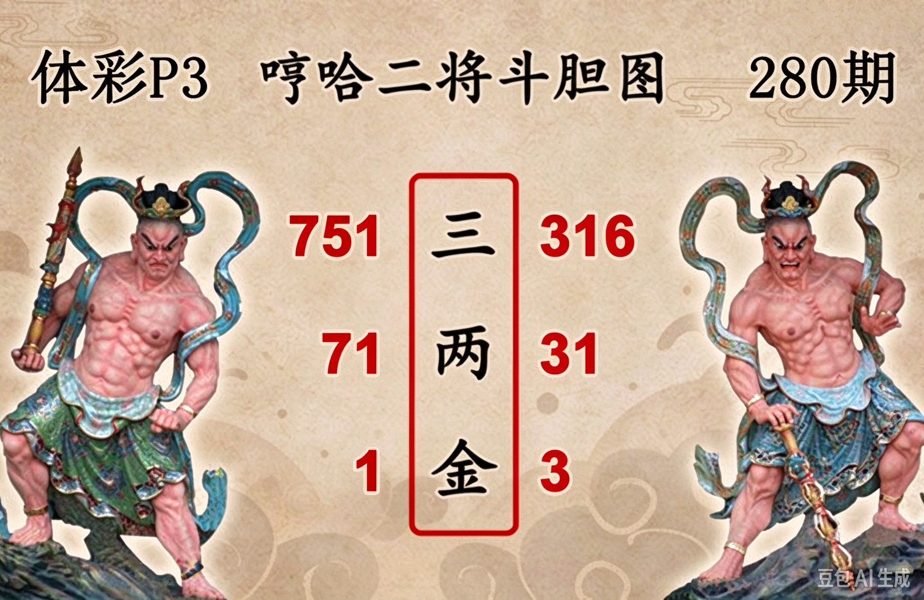 哼哈二将斗胆图