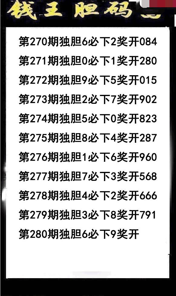 钱王胆码