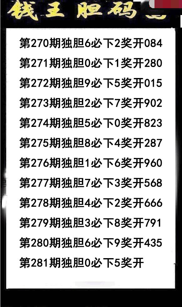 钱王胆码