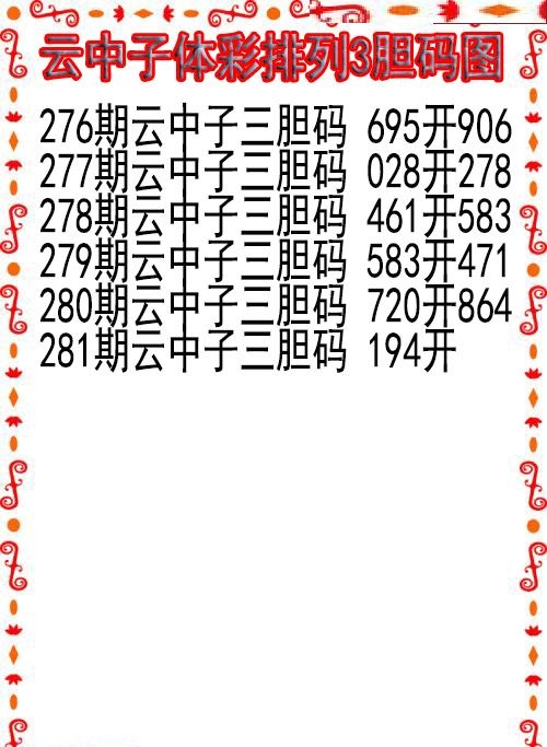 云中子胆码图