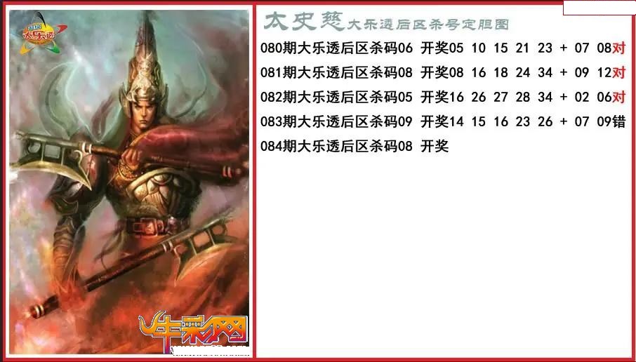 太史慈后区杀号定胆图