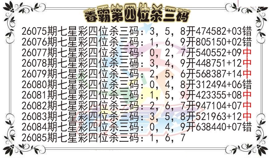 毒霸第四位杀三码