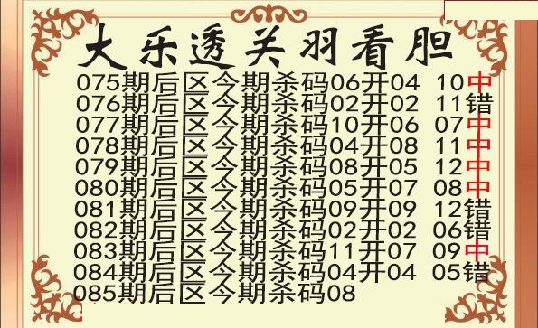 关羽后区杀号