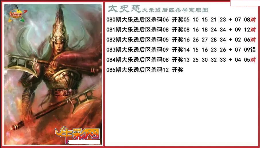 太史慈后区杀号定胆图