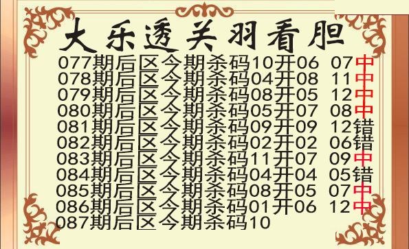关羽后区杀号