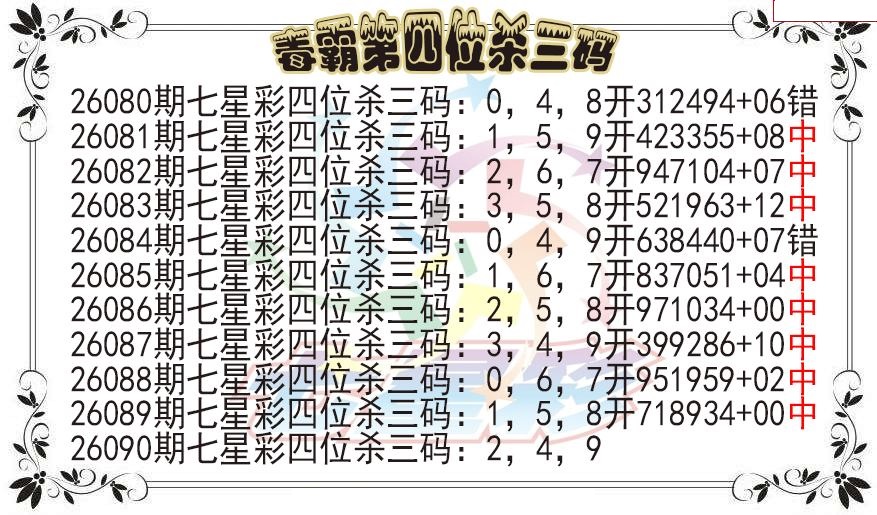 毒霸第四位杀三码图
