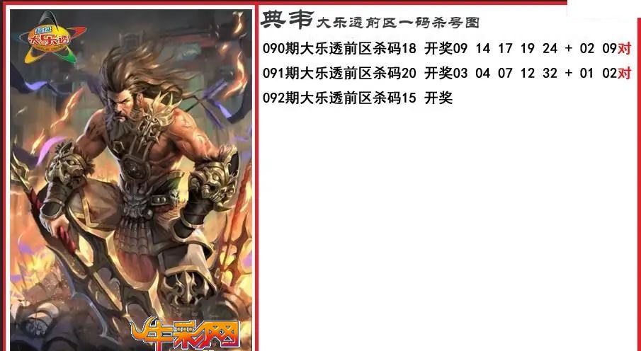 典韦前区一码杀号图