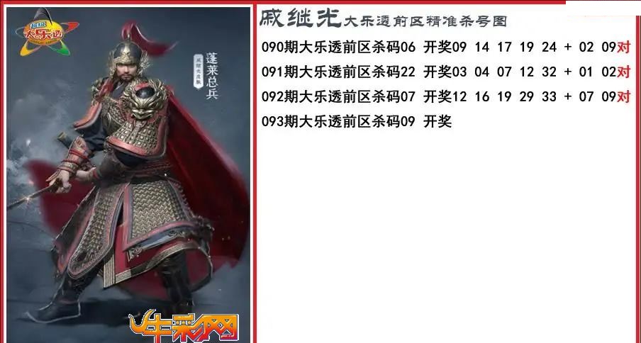 戚继光前区精准杀号图