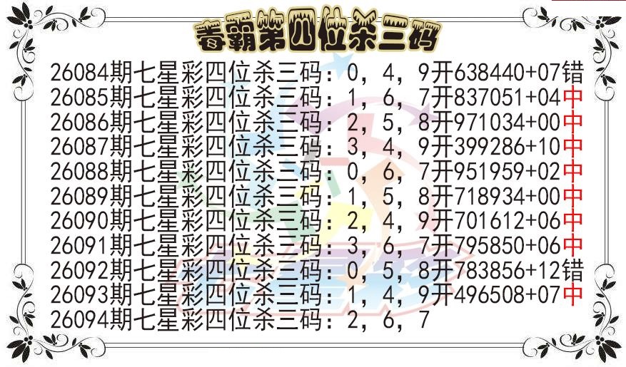毒霸第四位杀三码图
