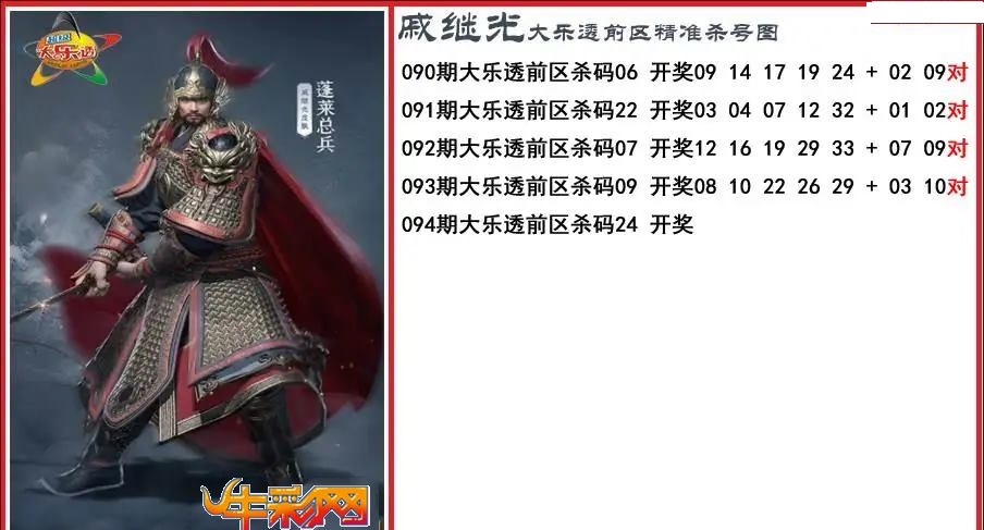 戚继光前区精准杀号图