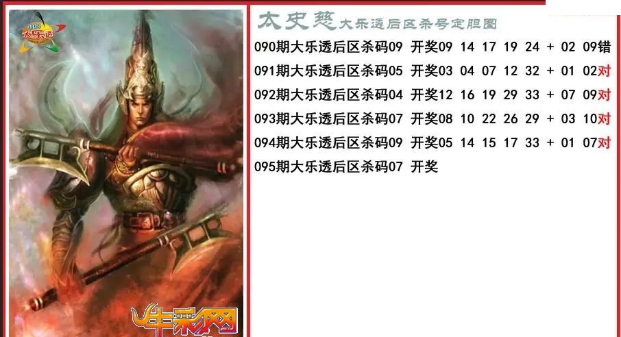 太史慈后区杀号定胆图